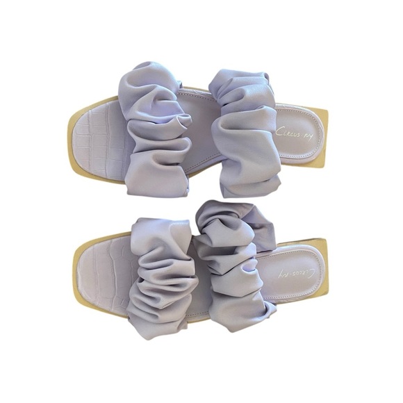 Circus Sam Edelman Iggy Lavender purple scrunchy Ruffle Slide Sandals vacation - Picture 3 of 10